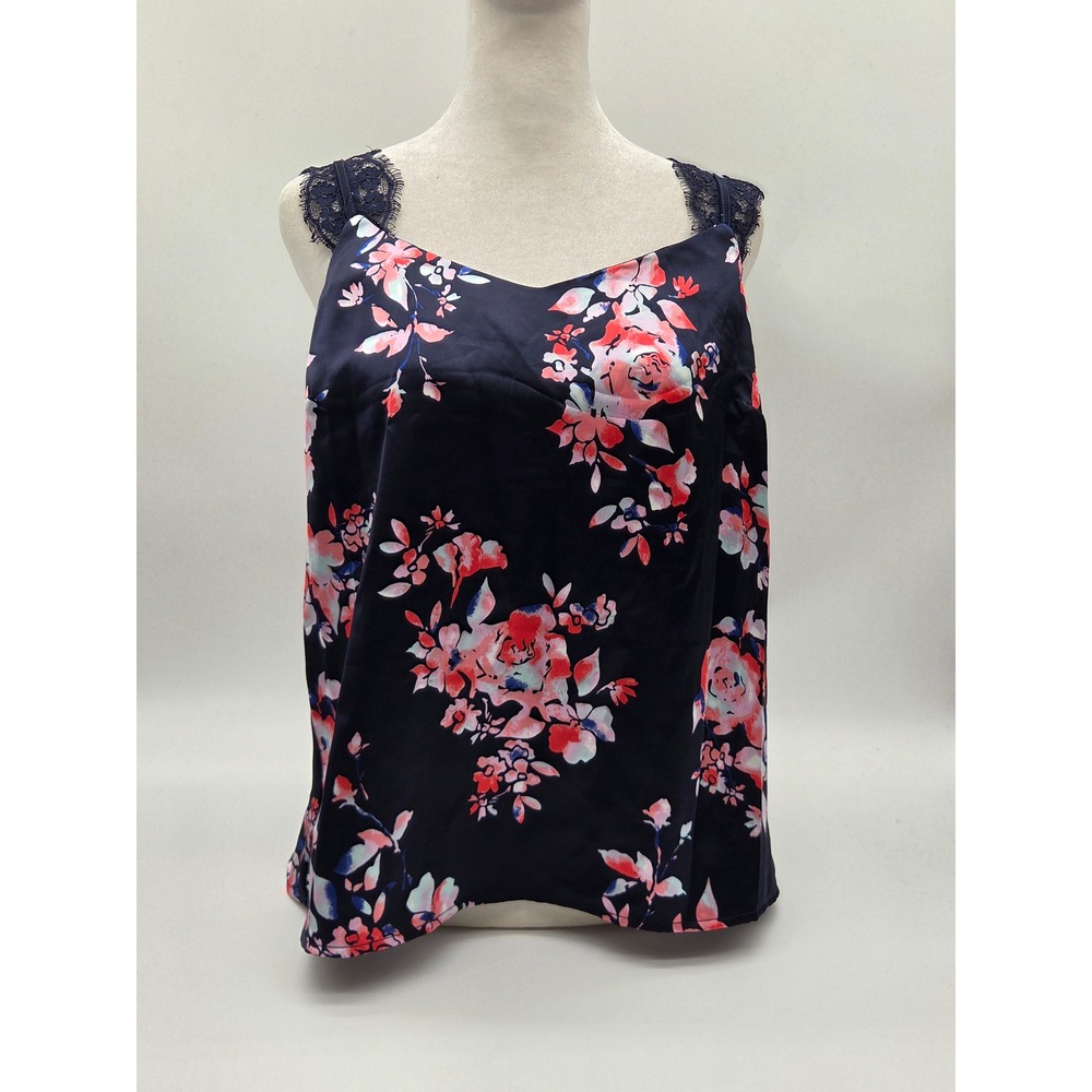 Laundry by Shelli Segal Women's M Navy Floral Lace Strap Cami Top NWT 101-580